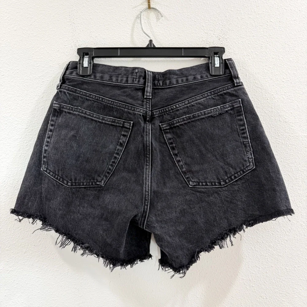 Agolde Parker Long 100% Cotton Denim Boho Preppy Festival Black Shorts 26
